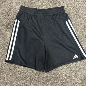 adidas Black Athletic Mesh Shorts with White Side Stripes